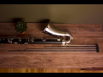 Video demonstrating all lengths of bass clarinet peg for Yamaha low Eb bass clarinet. 18” peg, 24” peg, 30” peg