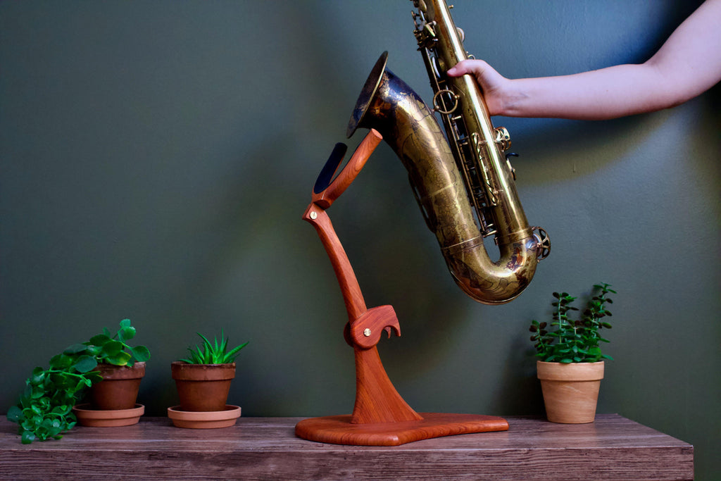 Solid Wood Sax Stand - Wood & Winds
